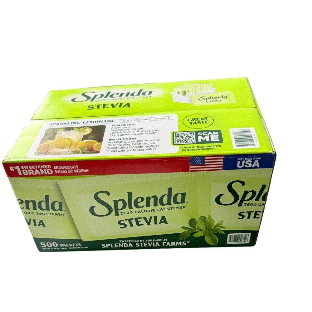 SPLENDA STEVIA Zero Calories Sweeterer Plant Based Sugar Substitute. 500 Packets